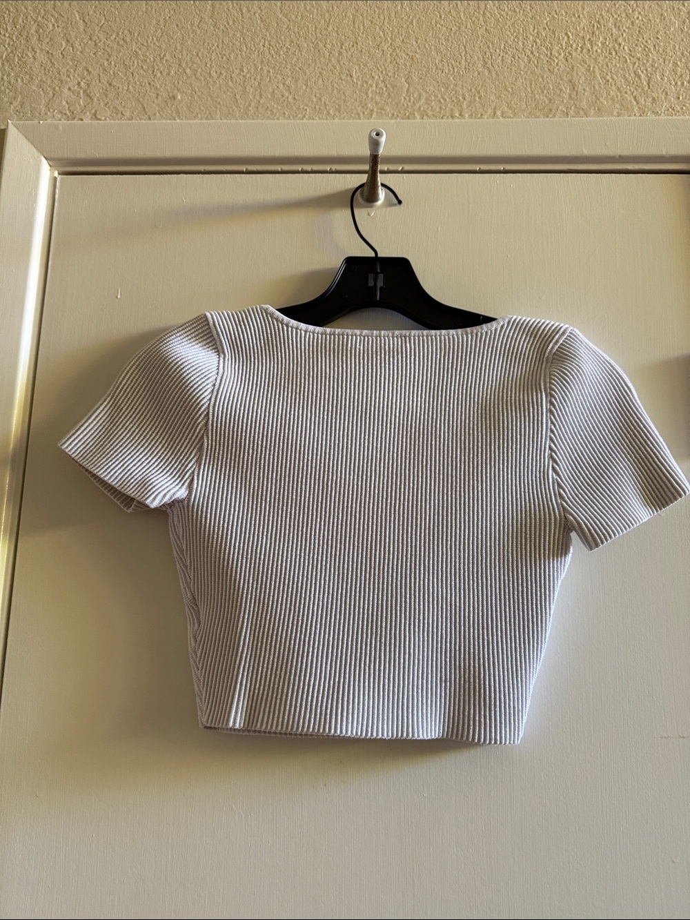 Babaton Cream Ribbed Square-Neck Crop Top - Picture 7 of 7